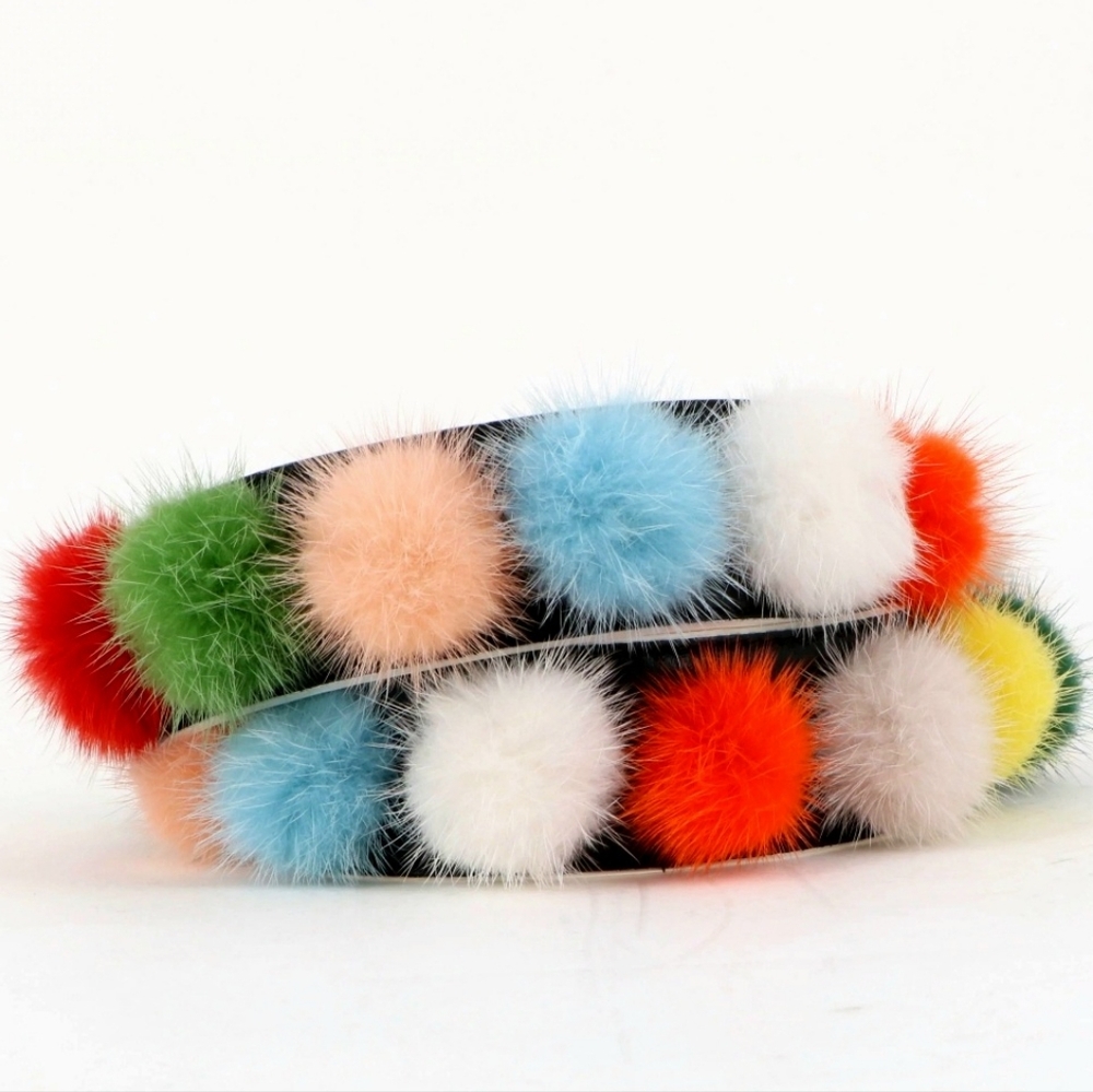 Fendi Multi Color Mink Pom Poms Strap - Picture 8 of 8